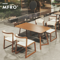 Net Red Dessert Milk Tea Shop Solid Wood Table And Chairs Combined Cafe Bar Dining Table And Chairs Restaurant Business Customised Long Table