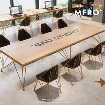 Industrial Wind Office Reception Talks Small Meeting Table And Chairs Desk Solid Wood Long Table Composition Brief Modern