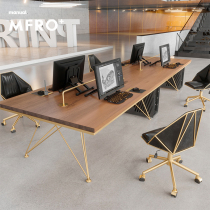 Solid Wood Staff Desk Chair Composition 6 Artificial Position Screens Four Working Position Screen Partition Office Table