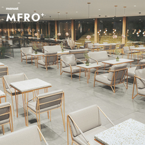 Bar Cafe Net Red Milk Tea Sweet Shop Clear Bar Dining Sales Office Talks Rock Board Water Mill Stone Table And Chairs Combination