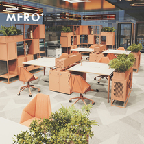 Modern minimalist office staff position table and chair combination double four six person 4 6 partition screen card seat combination