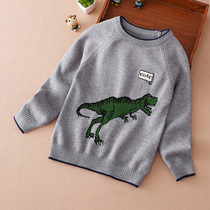 Boy cartoon sweater 2021 autumn and winter New Large children warm knit sweater dinosaur fashion pullover thread tide