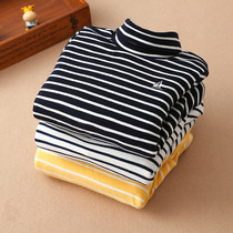 Plus velvet thick boy autumn and winter long sleeve T-shirt cotton 2021 autumn and winter New Base shirt medium big children pullover top