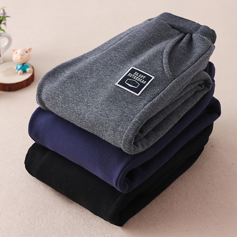 Boys sports pants plus velvet thickening children's wear casual pants autumn and winter children's middle and large children's wear pants 2022 new trendy trousers