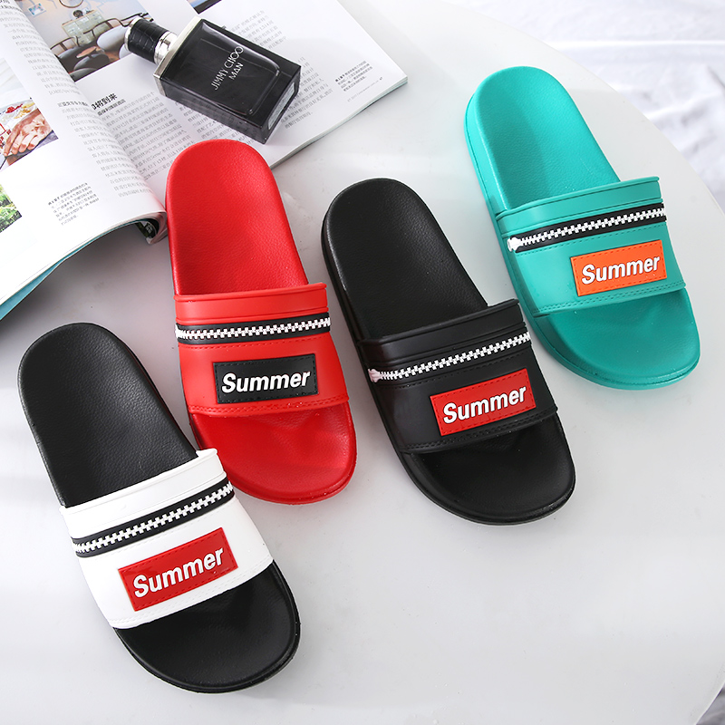 2019 new cool slippers female outside wearing home men's indoor bathing bathroom non-slip Korean version lovers softbottom summer