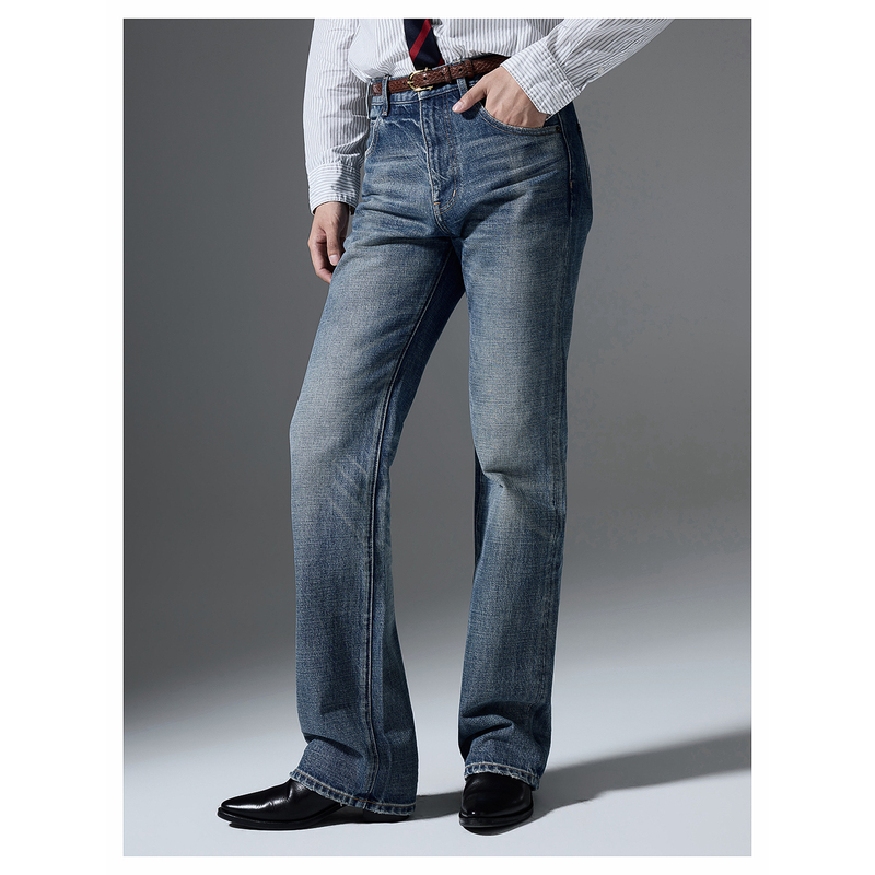 The Rej Imported Okayama C*Line Same Style Flared Jeans Unisex Retro Straight Blue Washed Long Pants