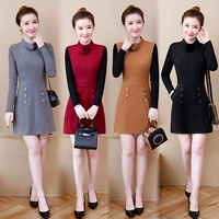 Thu đông 2018 phiên bản Hàn Quốc mới của eo là khí chất mỏng đan tương phản màu váy len váy áo măng tô burberry nữ