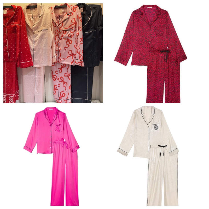 Victoria's Secret Genuine Satin Pajamas Silky Set Celebrity Style Floral Loose Long-Sleeved Pajamas