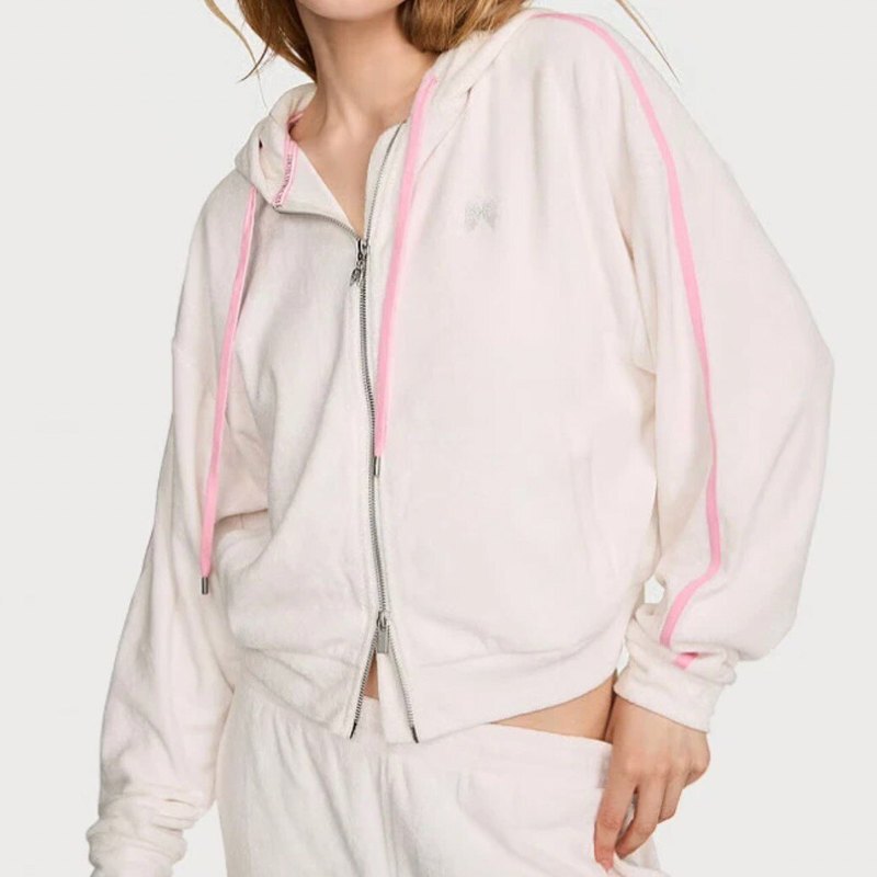 Victoria's Secret Full-Zip Hoodie Women's Jacket New Style with Sparkling Diamond Print Wings Victoria's Secret Full-Zip Hoodie Women's Jacket New Style with Sparkling Diamond Print Wings