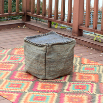 India imported soft bag small sofa simple fashion handmade jute change shoes foot stool hand sewing creative low stool meat Po