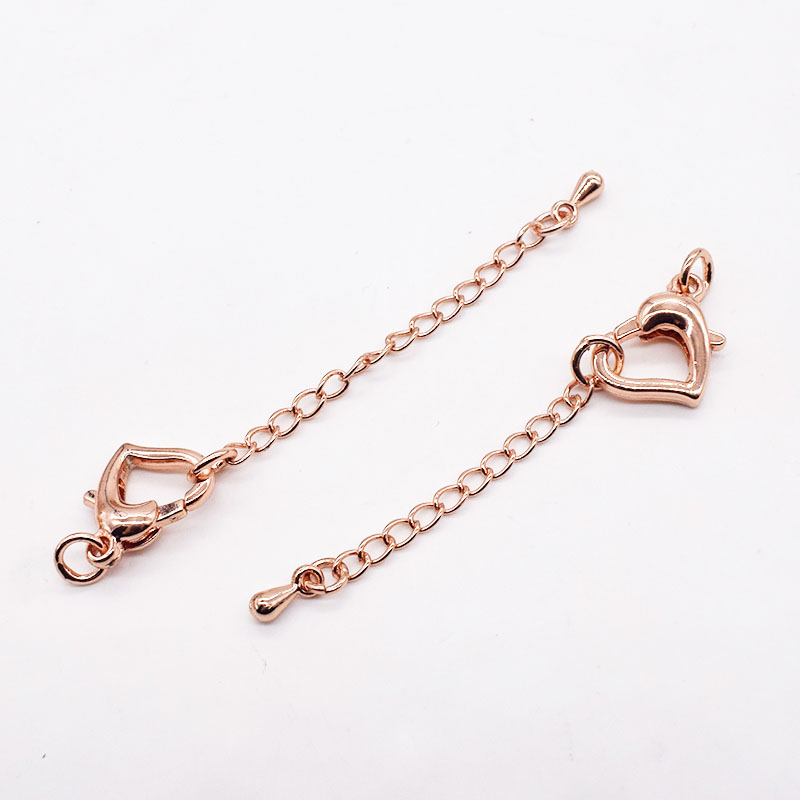 925 Half Silver Lobster Buckle Điều chỉnh chuỗi mở rộng Vòng đeo tay Vòng chân Vòng cổ Hình trái tim Tôm hùm Khóa DIY Trang sức Chất liệu - Vòng chân lắc chân nữ