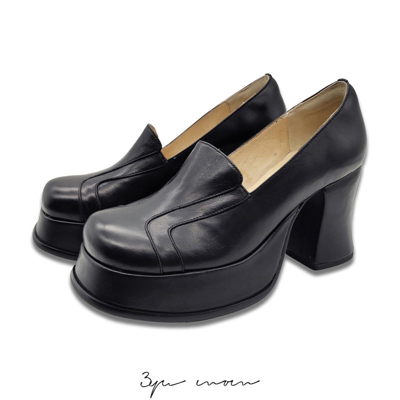 Y2K Spicy Girl Thick-Soled High Heels with Square Toe, Harajuku Style, for Petite Women with Chunky Heels