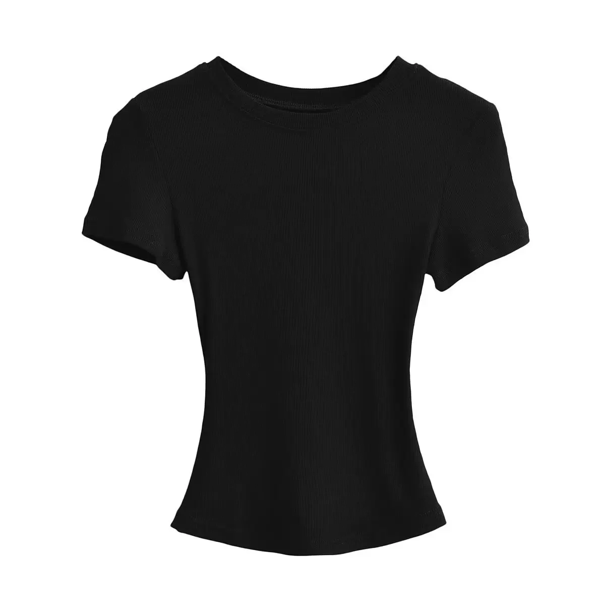 Базовая летняя облегающая футболка с короткими рукавами, tight? high waist