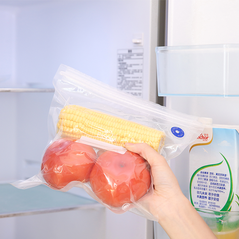 Home seal zipper economy vacuum fresh bag refrigerator fruit and food bag