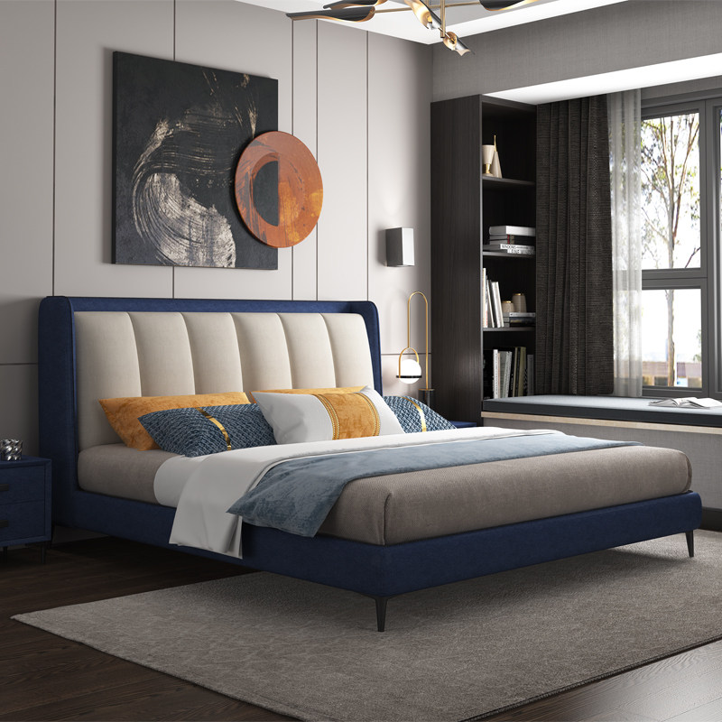 Technology fabric bed Nordic fabric bed double bed master bedroom marriage bed simple modern soft package bed ins net red bed 1 8 meters