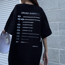 GRUGD DIRBEN black letter short-sleeved top loose round neck ins casual bottoming all-match street T-shirt trend