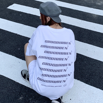 GRUGD DIRBEN White Letter Arrangement Printed Short Sleeve Top Round Neck Street Casual Versatile T-Shirt