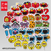 40 Sesame Street Stickers Mini Cute Emoji Bag Luggage Stickers Guitarist Machine Account Notebook Stickers
