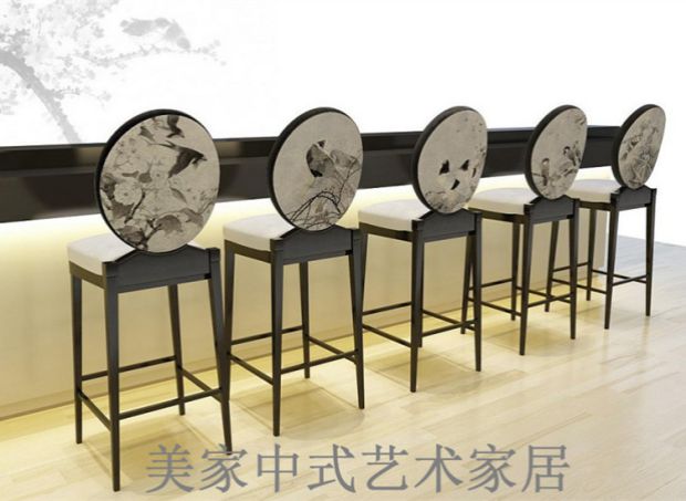 New Bar Bar Ghế Khách sạn Câu lạc bộ Mô hình Nhà Rắn Gỗ Bar Bàn Ghế Giải trí Vải tựa lưng Nội thất phân cao - Giải trí / Bar / KTV ghế bar chân gỗ
