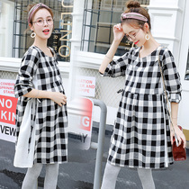 Pregnant women autumn Net red suit 2021 new maternity dress autumn coat maternity dress dress dress spring and autumn
