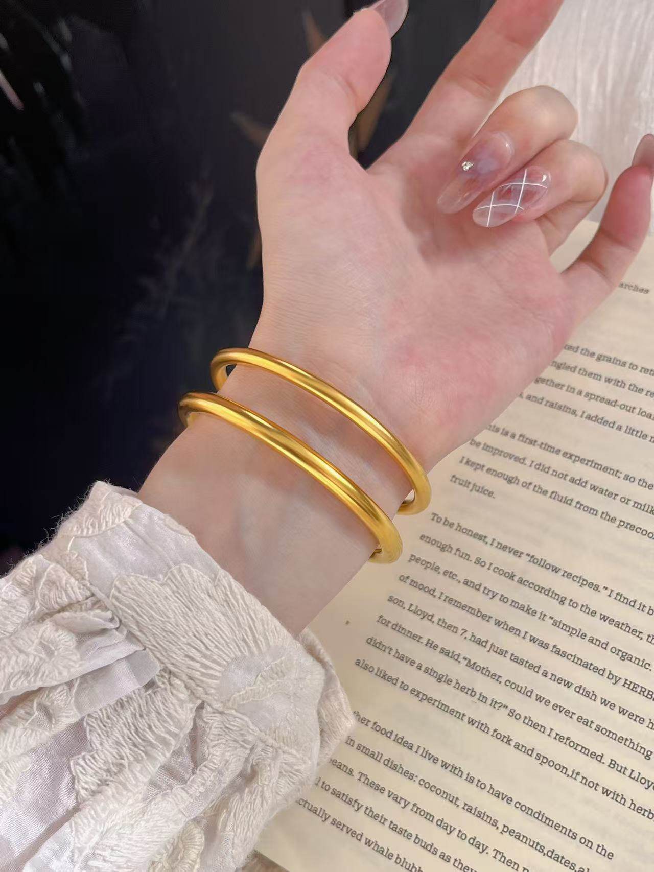 Vietnamesisches Sandgold massives Armband vergoldet