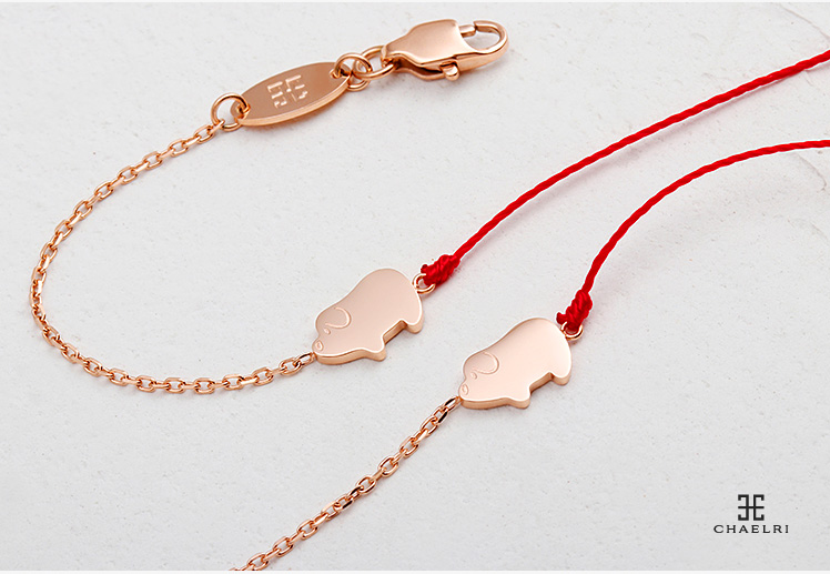 Lan Mier năm heo Xiaojin năm sinh heo con heo đỏ dây lợn vòng chân nữ màu vàng đơn giản dây thừng trang sức quà tặng - Vòng chân lắc chân nữ thủ công