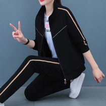 Sports set women Spring and Autumn thin 2021 new fashion slim slim age age ins running suit three sets