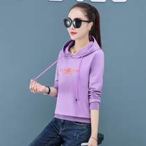 Sweatshirt Women Spring and Autumn Thin Model 2021 New Fashion Comfortable Casual Hooded Ocean Age Slimming Tide Womens Top