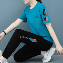 Brand-name cotton sportswear suit womens summer 2021 casual fashion thin section thin plus size dancing two-piece set
