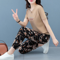  Casual sports suit womens summer thin section 2021 new trend brand fashion slimming and age reduction western style ins two-piece set