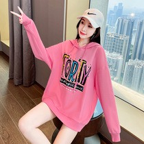 Womens spring and autumn models 2021 New loose Foreign Air Age age reduction Joker lazy style casual long hooded top