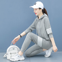 Leisure sports set female spring and autumn 2021 new large size loose Foreign Air Age slim explosive two-piece set