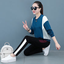 Cotton spring and autumn sports suit women 2021 new fashion trend comfortable slimming age two-piece set