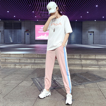  Sports suit womens summer 2021 new fashion casual loose thin Western style fried street square dance two-piece suit