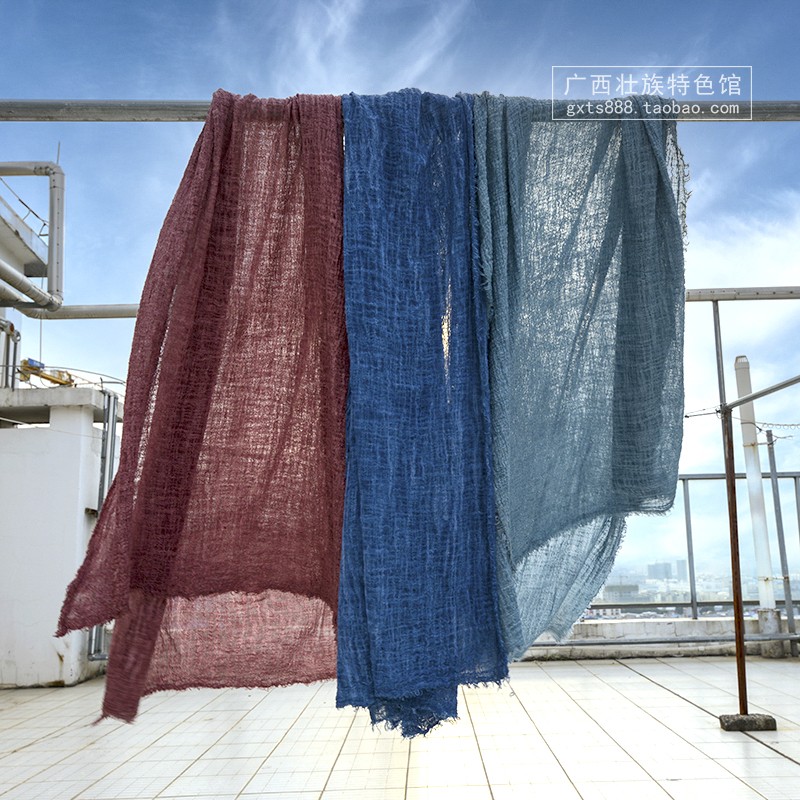 Autumn and winter solid color cotton and linen scarf Retro dyed wrinkled women's shawl Retro literature and art national style personality collar