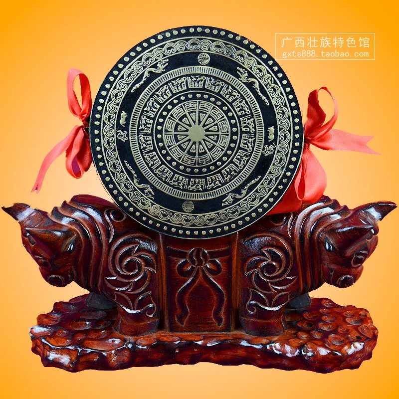 Guangxi copper drum Zhuang cultural heritage Hand-cast large copper drum office decoration ethnic characteristics gifts