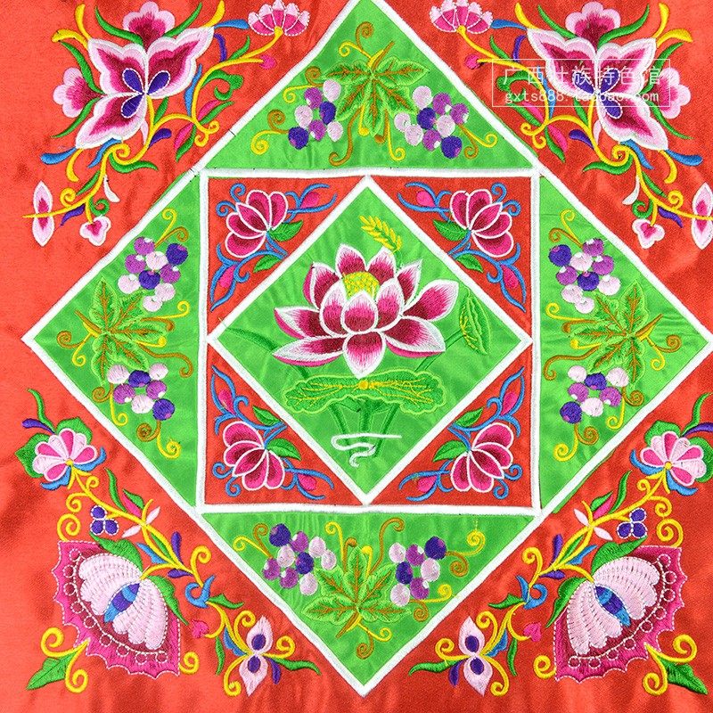 Guangxi Ethnic Wind Embroidered Flower Sheet Minority Clothing Clothing Scapegoat Hung Painting Large Embroidery Piece Decoration Painting DIY Auxiliary Cloth