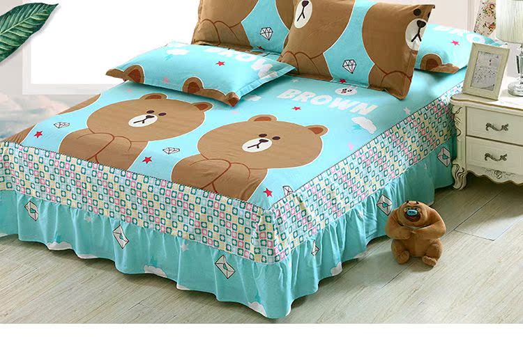 Bộ đồ giường trẻ em cotton dễ thương hoạt hình bé trai 100% cotton trải giường đơn nữ 1.8 1,5 m 1,2m giường - Váy Petti ga giường viền ren