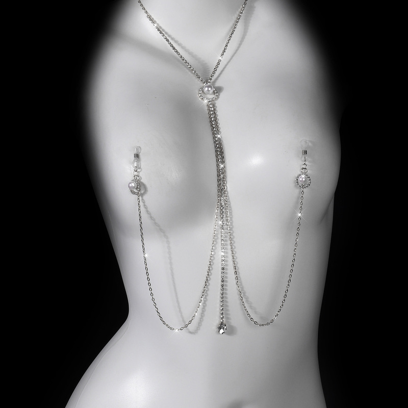 Necklace, Clavicle Chain, Pearl Chest Chain, Adjustable Women's Large Size Body Chain, Sexy Hot Girl High-End Niche Accessories
