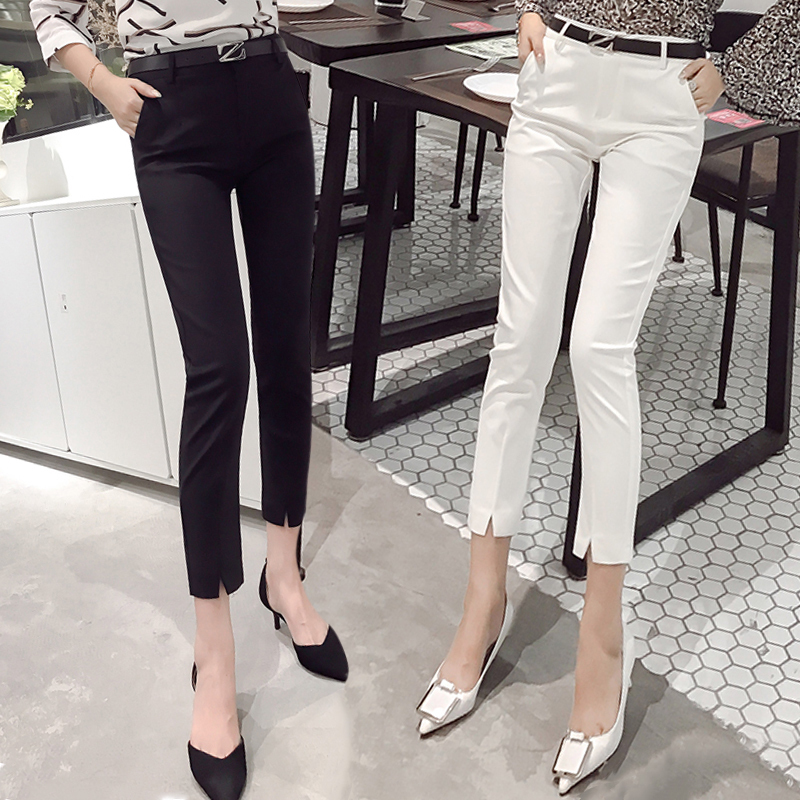 White Dress Pants for Women, Spring and Autumn 2026 New Style, Cropped Suit Pants for Petite Figures, Cigarette-Leg Eight-Point Black Slim-Fit Pants for Summer
