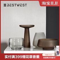 BEST WEST frosted glass vase creative ornaments living room dining table flowers planting vases soft decorations light luxury