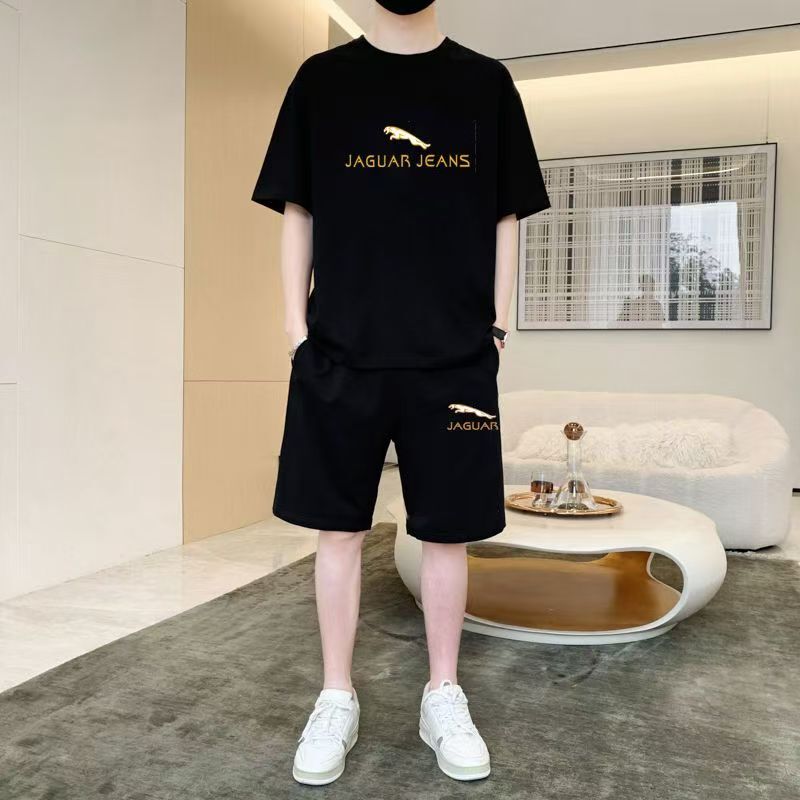 High-End Pure Cotton Shorts, Short-Sleeved T-Shirt, Men's Casual Summer New Trendy Comfortable Round-Neck T-Shirt Sports Suit