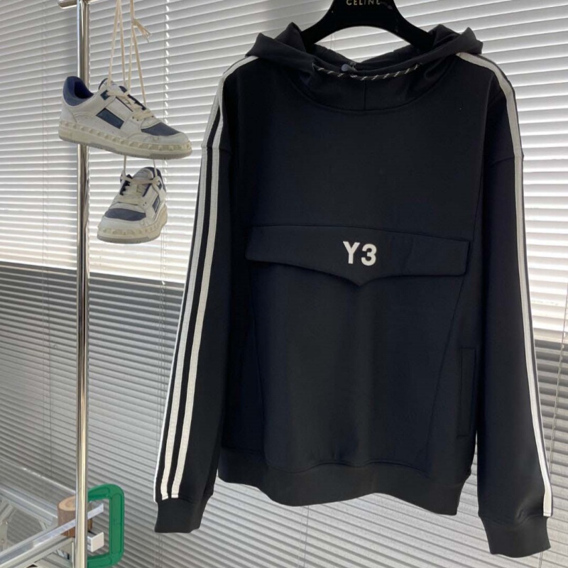 Al Studios Autum Trendy Brand Y3 Fleece-Lined Hooded Sweatshirt Men's Loose Casual Sports Pullover Jacket Men