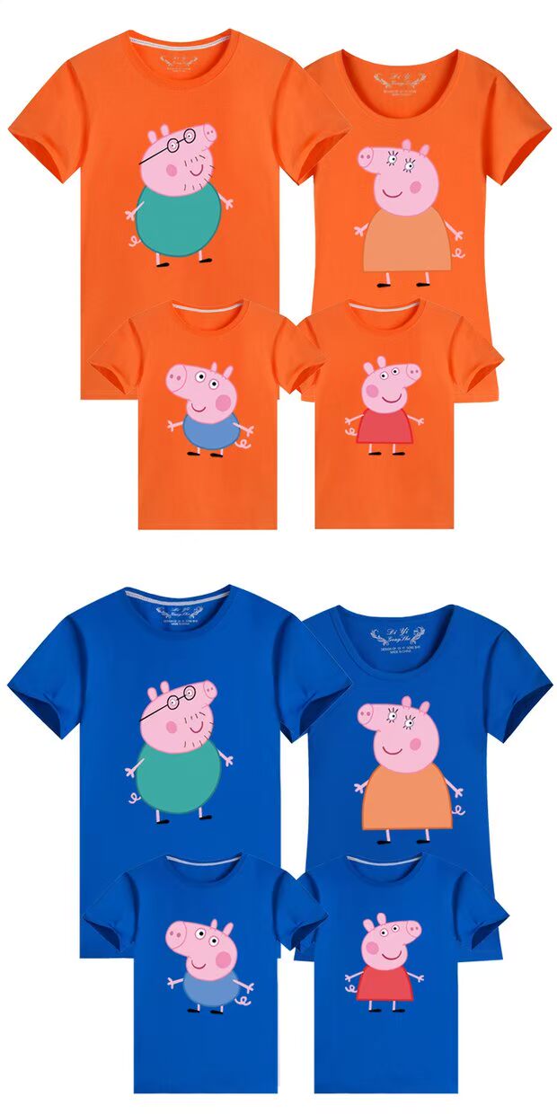 Phiên bản Hàn Quốc của một gia đình gồm ba hoặc bốn gia đình mùa hè đầm bố mẹ cotton con ngắn tay áo thun mùa hè của mẹ Peggy quần áo cho bé