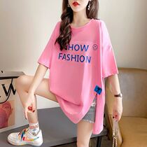 Cotton Yang large size design feel split short sleeve T-shirt female 2021 summer new Korean student loose ins top