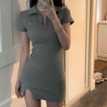 polo collar dress female design sense niche summer 2021 New Korean slim Joker small skirt