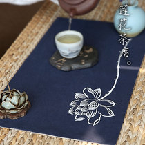 Lotus tea XI Zen Zygote Table Flag Cloth Art Cotton Linen Table Cloth Linen Embroidered Tea Flag Chinese Style Day Style Tea Mat Cup Mat