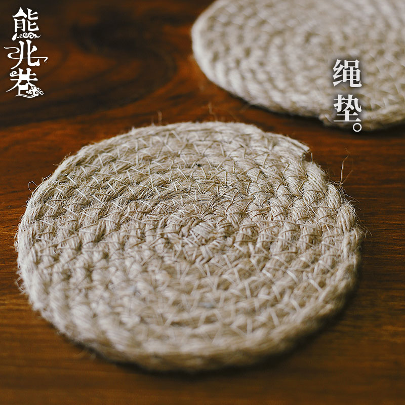 Native hemp rope hand woven coaster Tea ceremony Tea cup mat Teapot mat Insulated placemat Tea ceremony round tea mat Tea tray