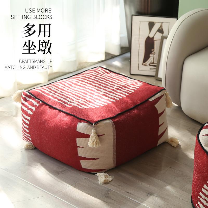 Original Living Room Pouf, Festive Red Tatami Cushion, Living Room Lazy Sofa Carpet, Balcony Bay Window Futon Cushion