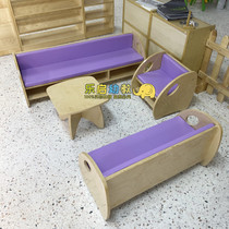 Kindergarten childrens small sofa combination Early education reading area layout Childrens leisure soft bag seat matching coffee table